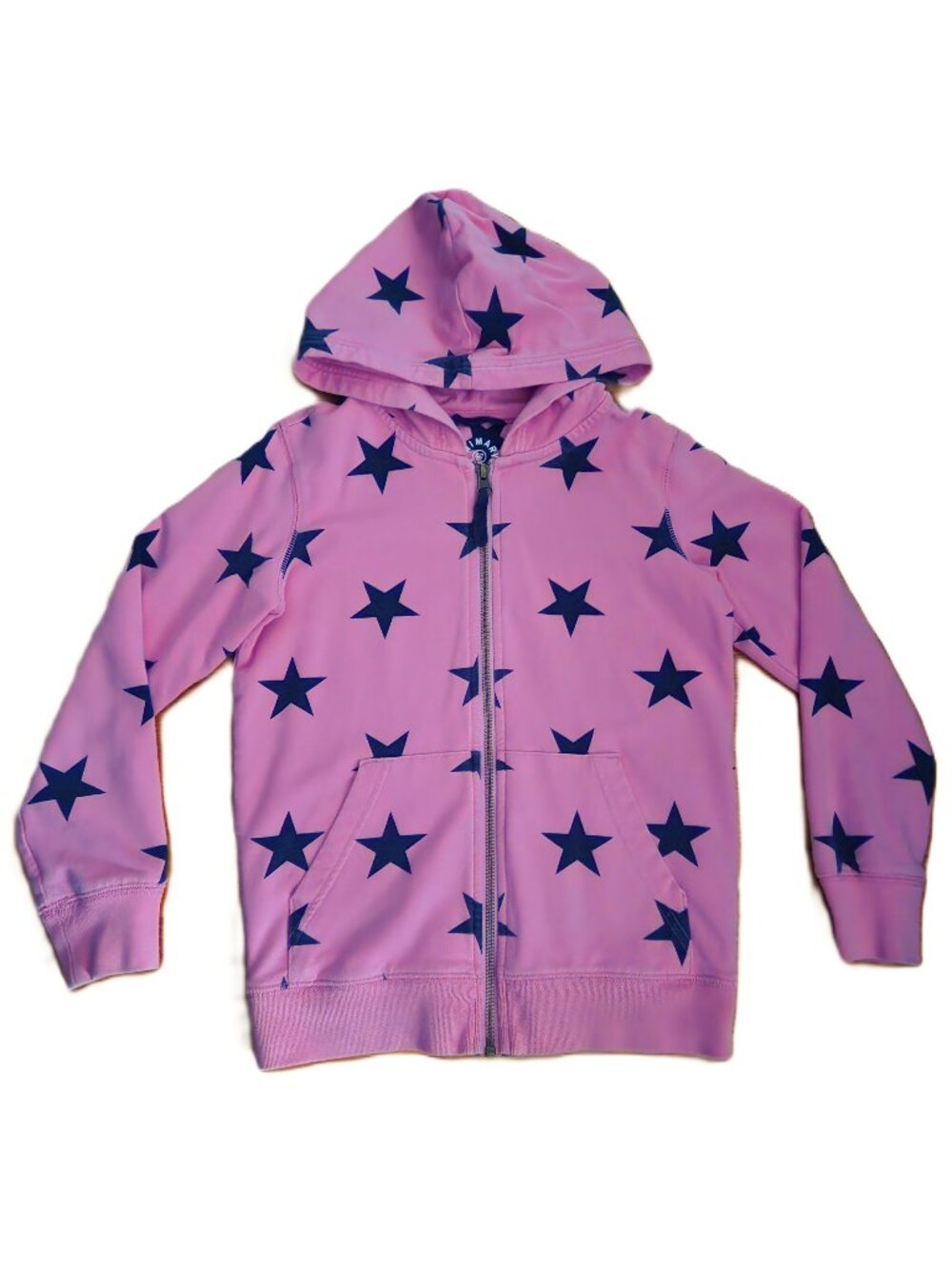 Primary Hoodie Pink with Navy Blue Stars Girls Size 6-7 Years